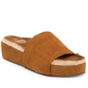 Beek Pelican Genuine Shearling Lined Platform Slide Sandal size 9